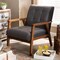 Baxton Studio Asta Mid-Century Grey Velvet Upholstered Walnut Finished Wood Armchair 160-9941 - alternate 4